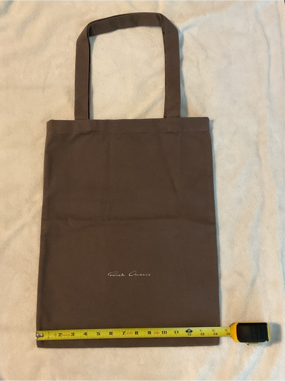 AUTHENTIC! Brand New Rick Owens Chocolate Brown Canvas Tote with Script Logo